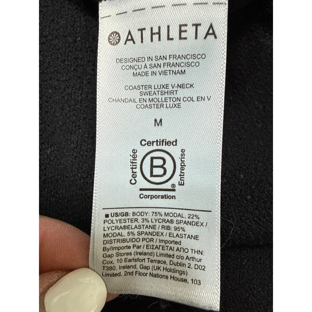 Athleta Coaster Luxe V-Neck Sweatshirt Size M in Black *984026 - Picture 8 of 9